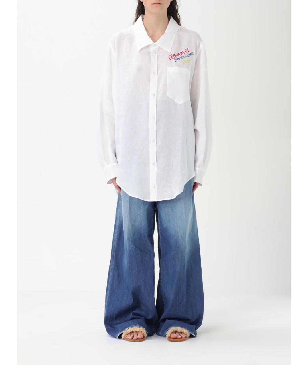 DSQUARED2 Белая льняная рубашка, фото 2