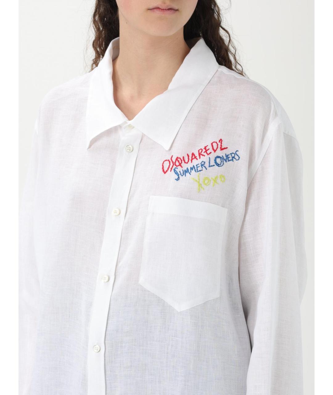 DSQUARED2 Белая льняная рубашка, фото 5