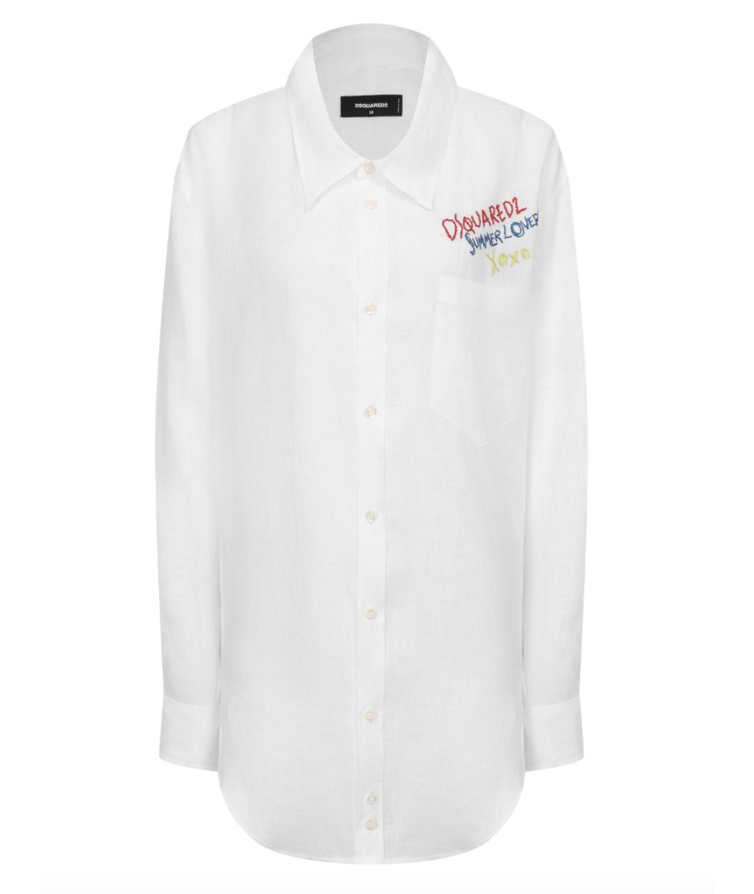 DSQUARED2 Белая льняная рубашка, фото 1