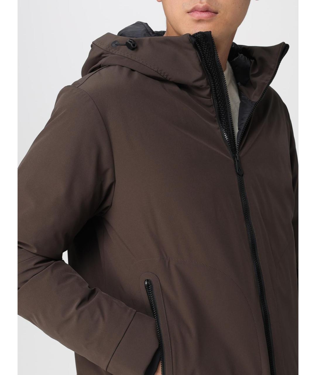 PEUTEREY Коричневый полиэстеровый пуховик, фото 4