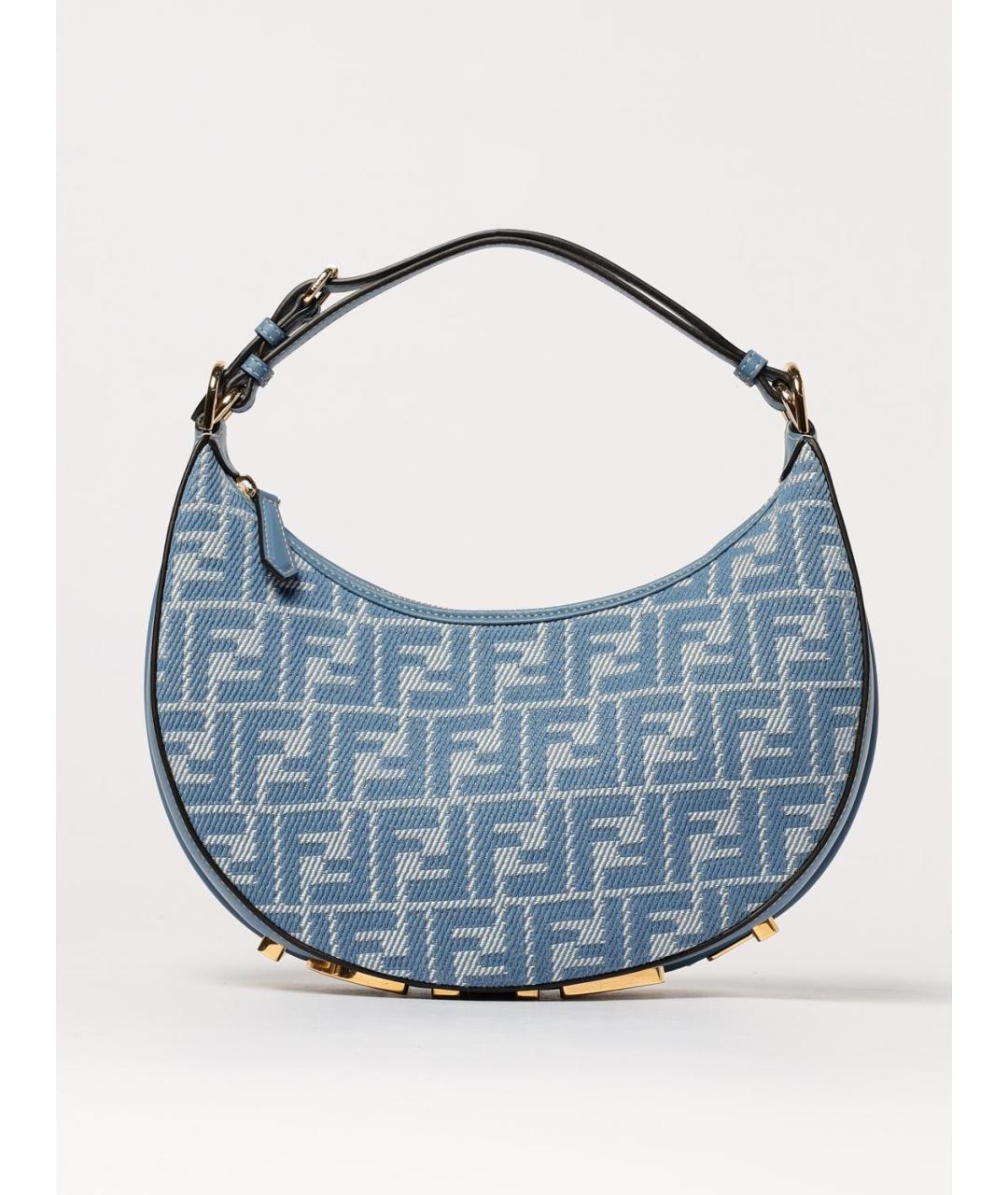 FENDI Синяя тканевая сумка через плечо, фото 6