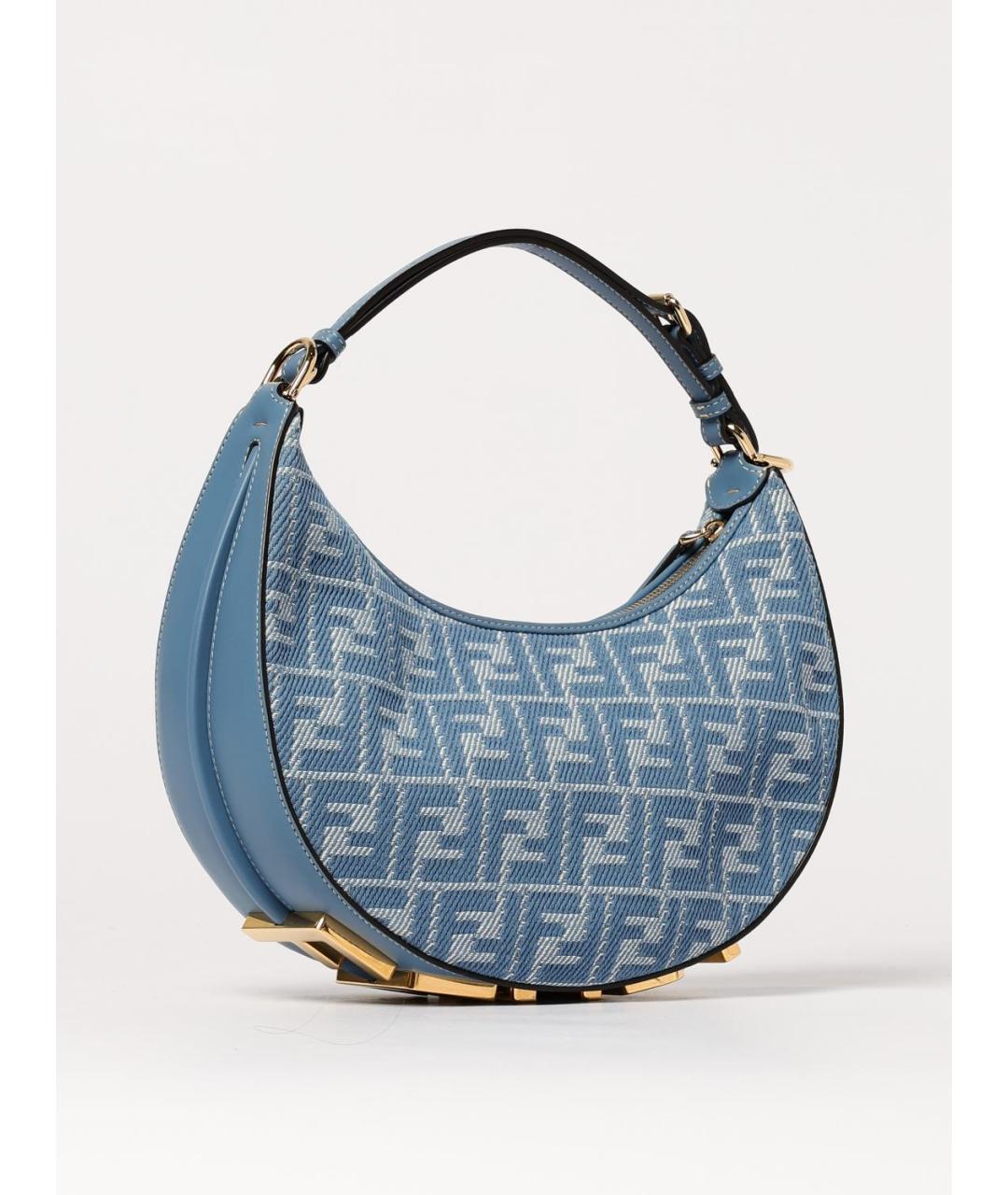 FENDI Синяя тканевая сумка через плечо, фото 3