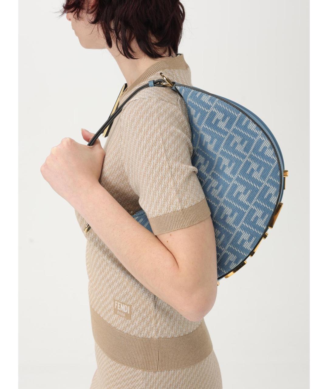 FENDI Синяя тканевая сумка через плечо, фото 2