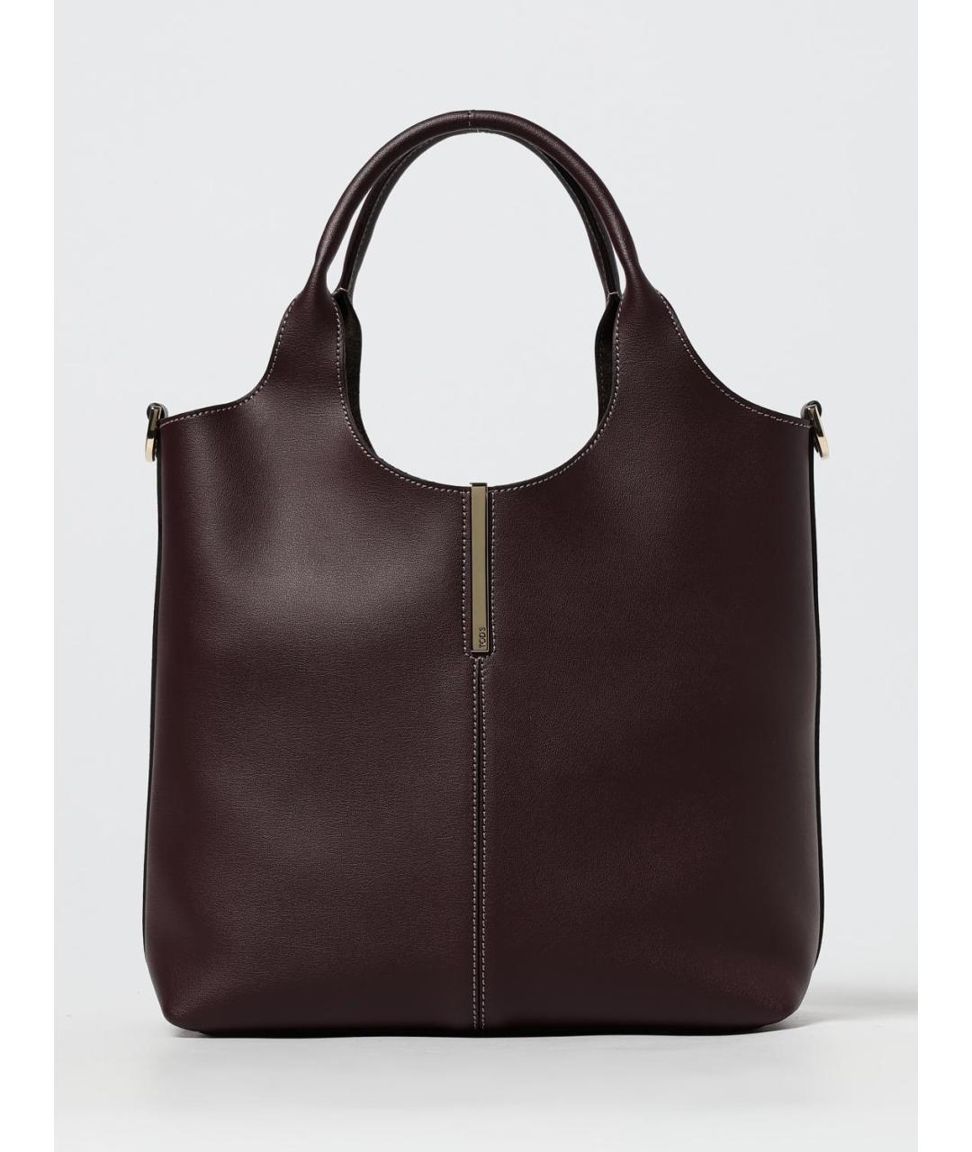 TOD'S Бордовая кожаная сумка тоут, фото 5