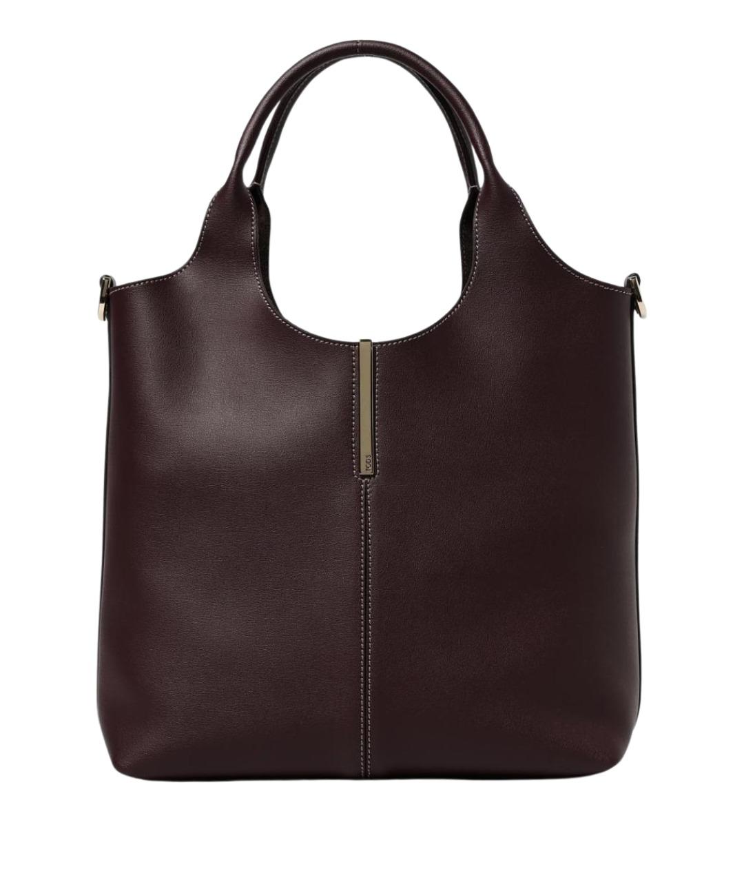 TOD'S Бордовая кожаная сумка тоут, фото 1