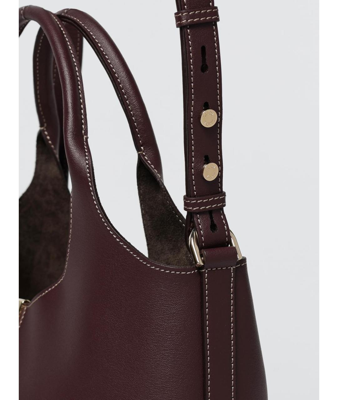 TOD'S Бордовая кожаная сумка тоут, фото 3
