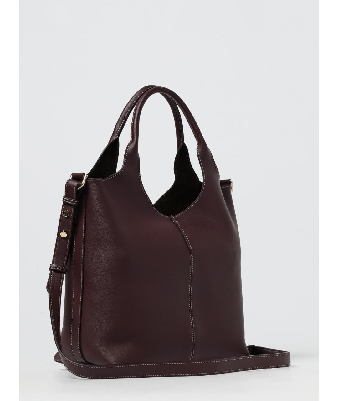 TOD'S Бордовая кожаная сумка тоут, фото 2