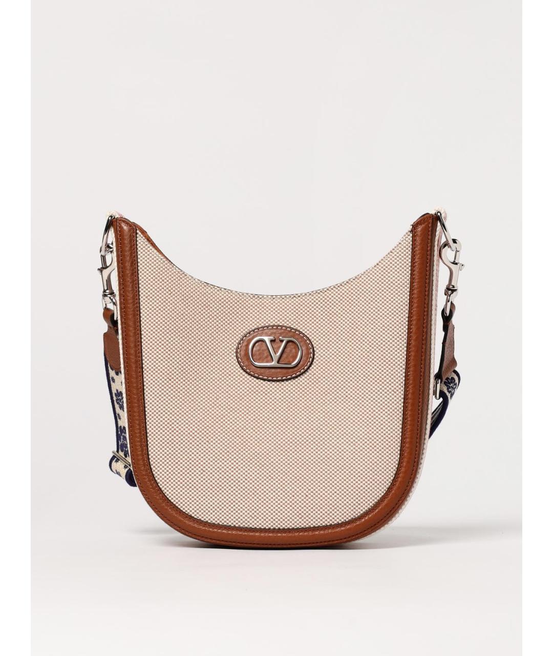 VALENTINO Бежевая тканевая сумка на плечо, фото 6