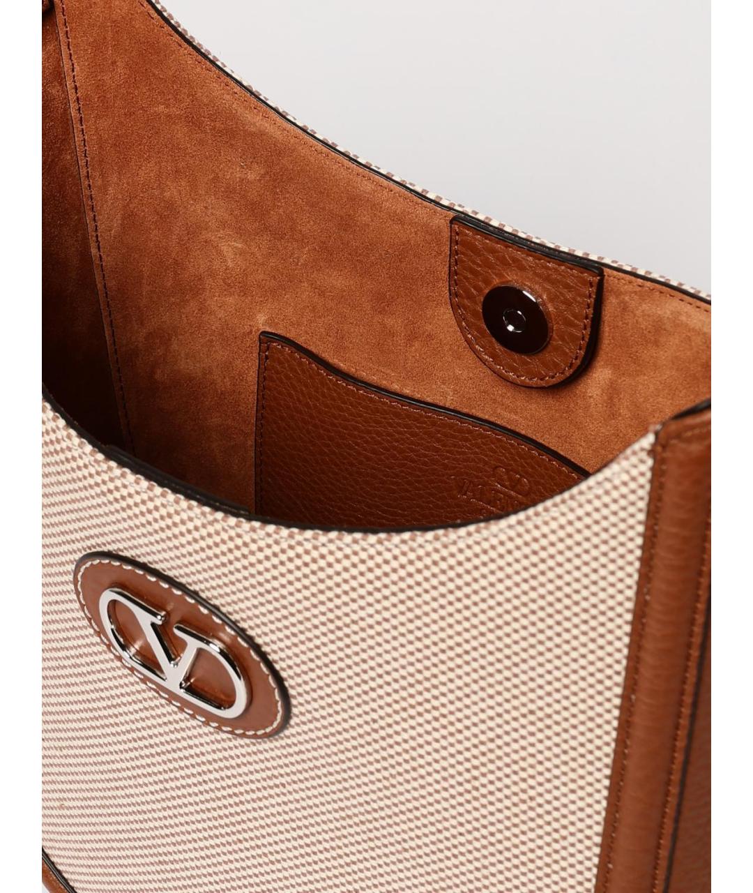 VALENTINO Бежевая тканевая сумка на плечо, фото 5