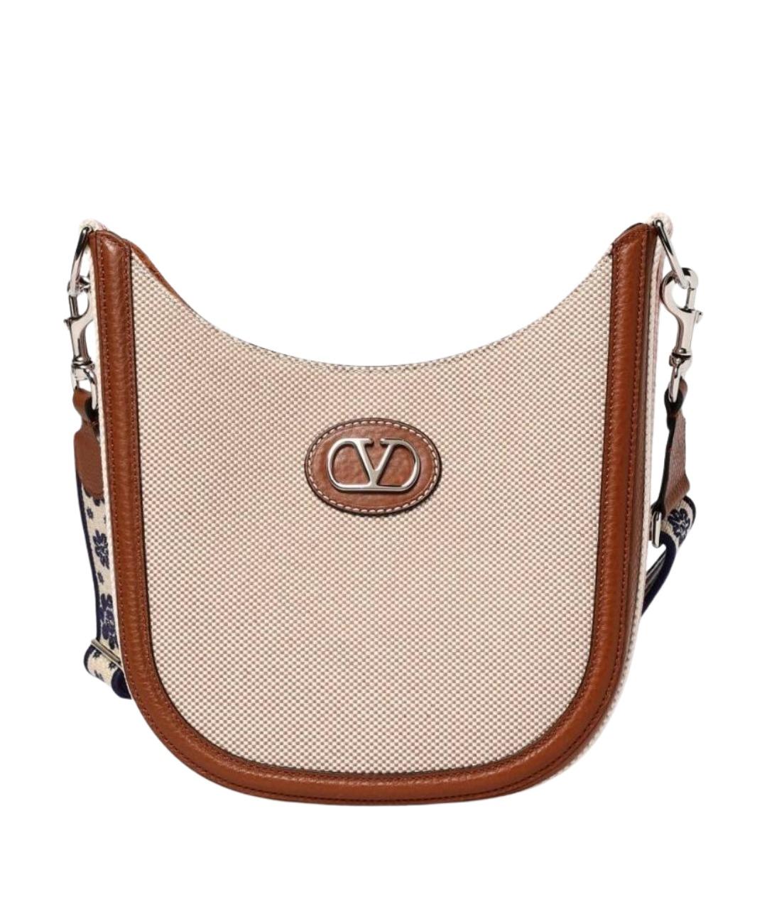 VALENTINO Бежевая тканевая сумка на плечо, фото 1