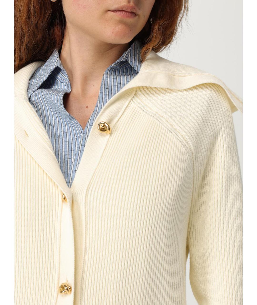 BOTTEGA VENETA Бежевый шерстяной кардиган, фото 5