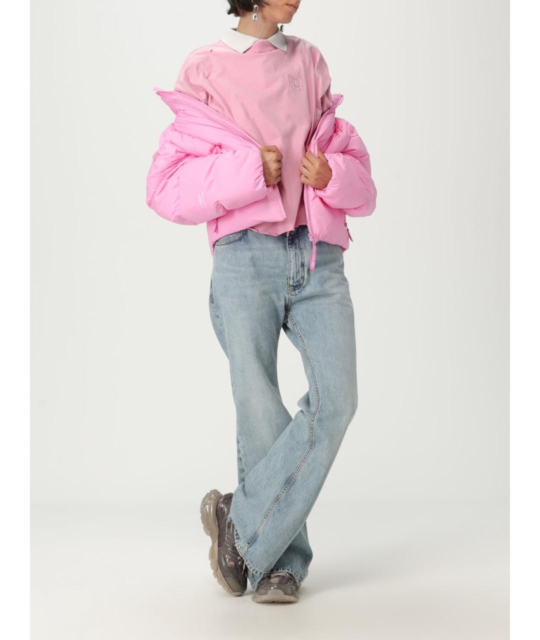 BALENCIAGA Розовая хлопковая футболка, фото 3