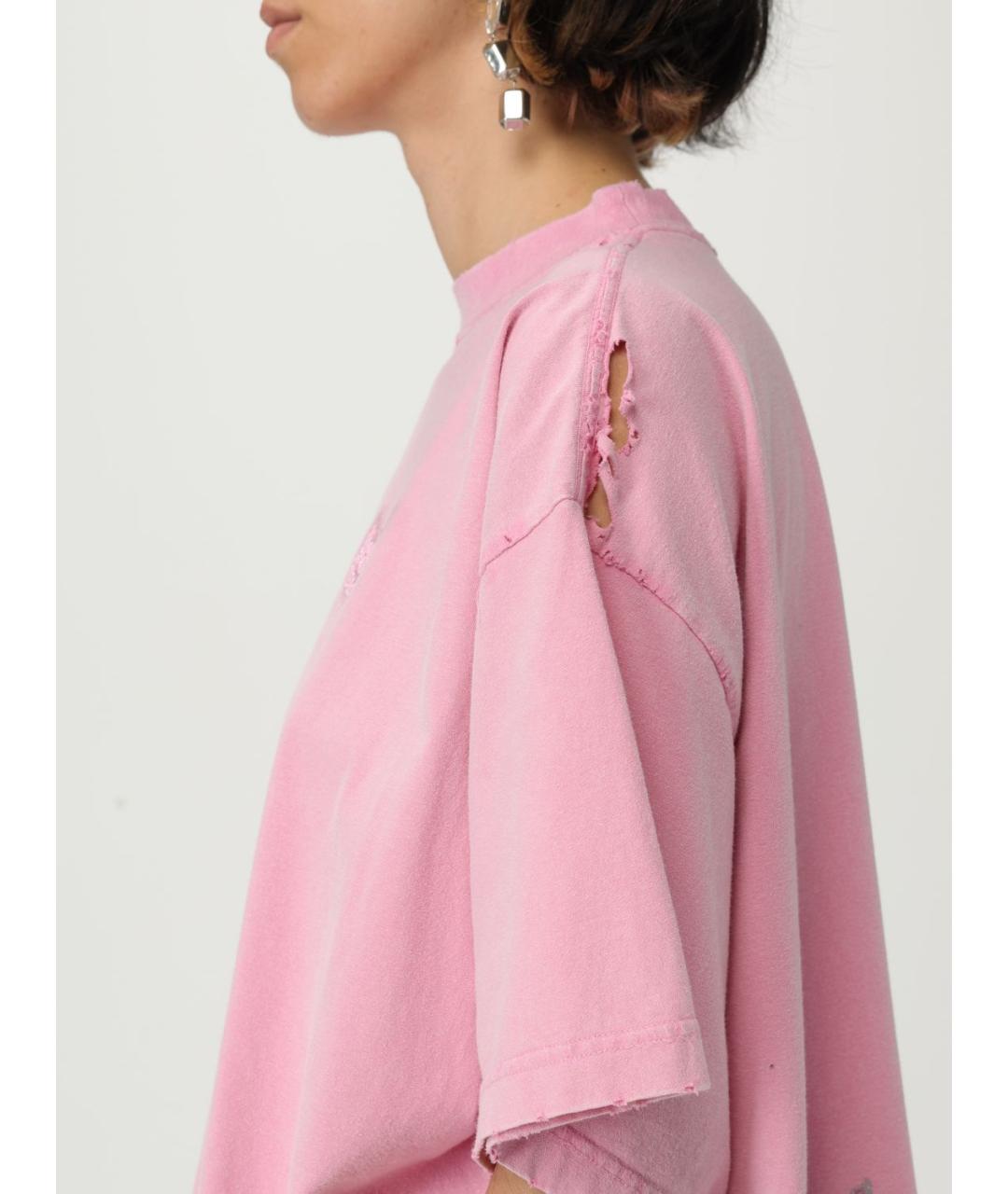 BALENCIAGA Розовая хлопковая футболка, фото 6