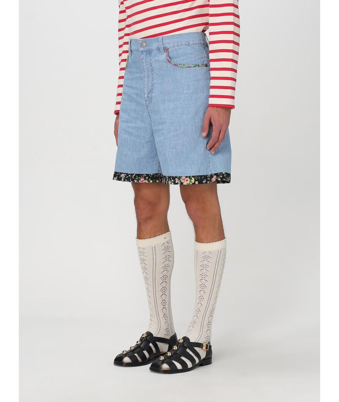 VALENTINO Голубые хлопковые шорты, фото 4
