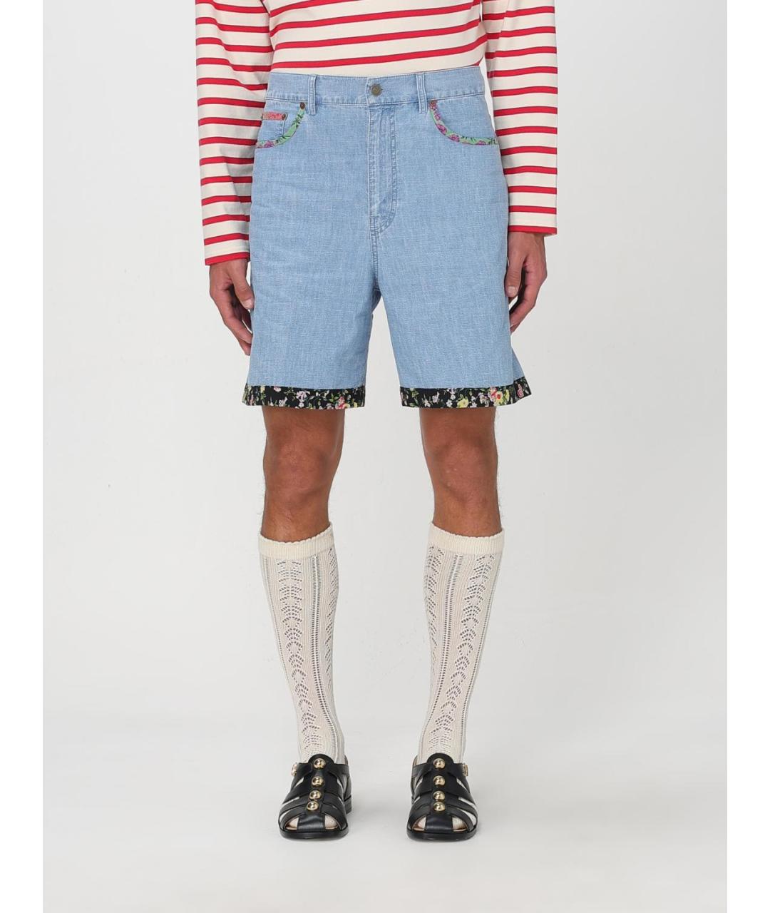VALENTINO Голубые хлопковые шорты, фото 6