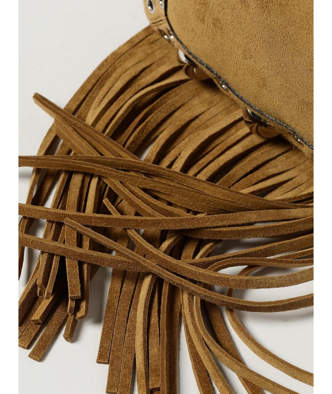 VALENTINO Бежевая замшевая сумка на плечо, фото 4