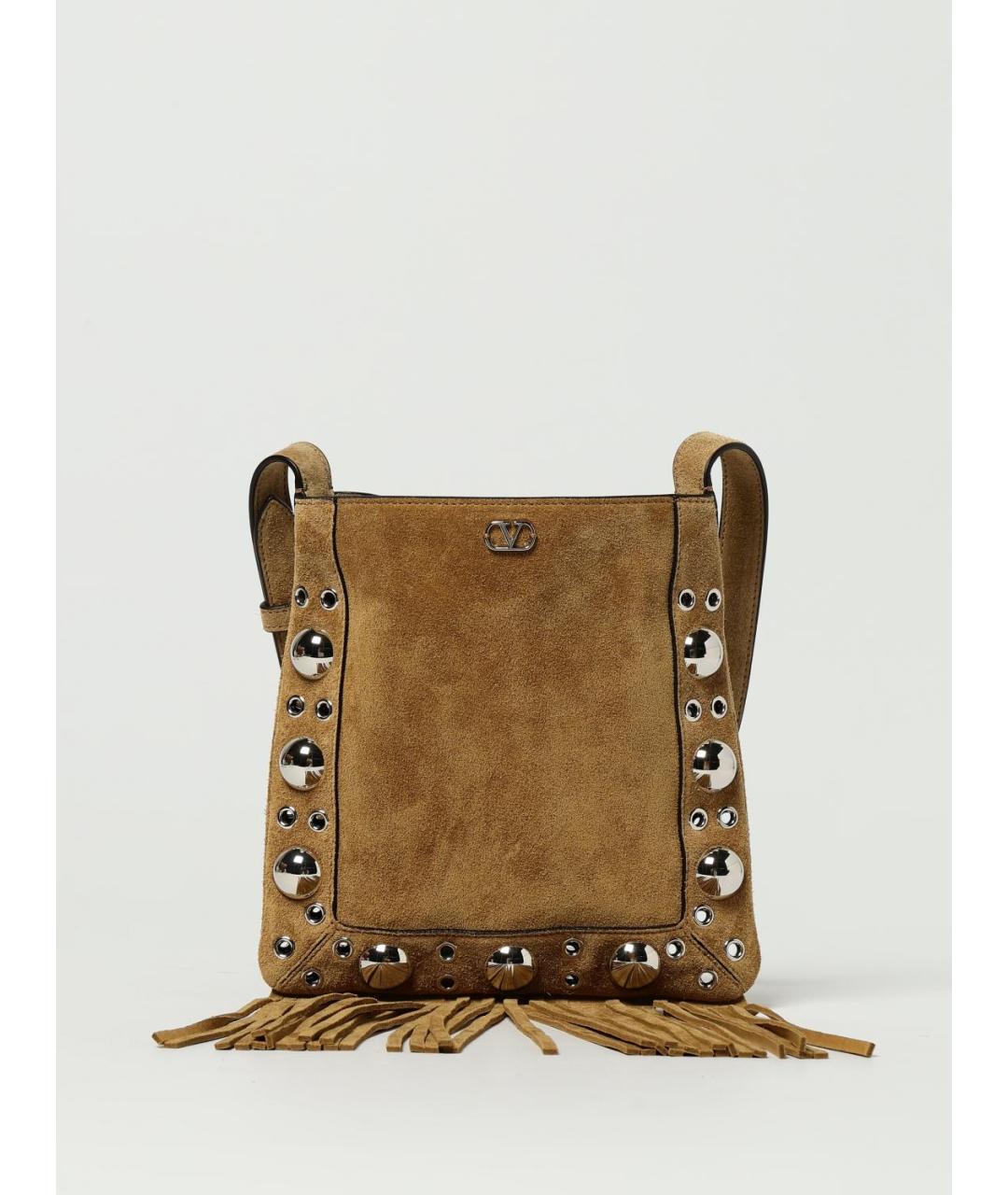 VALENTINO Бежевая замшевая сумка на плечо, фото 6