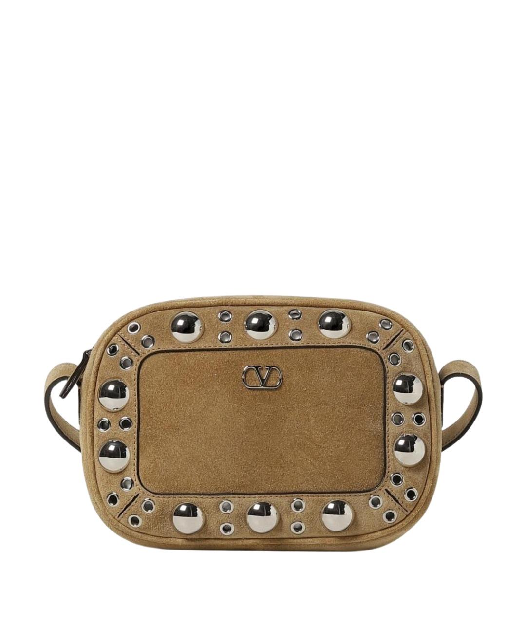 VALENTINO Бежевая замшевая сумка на плечо, фото 1