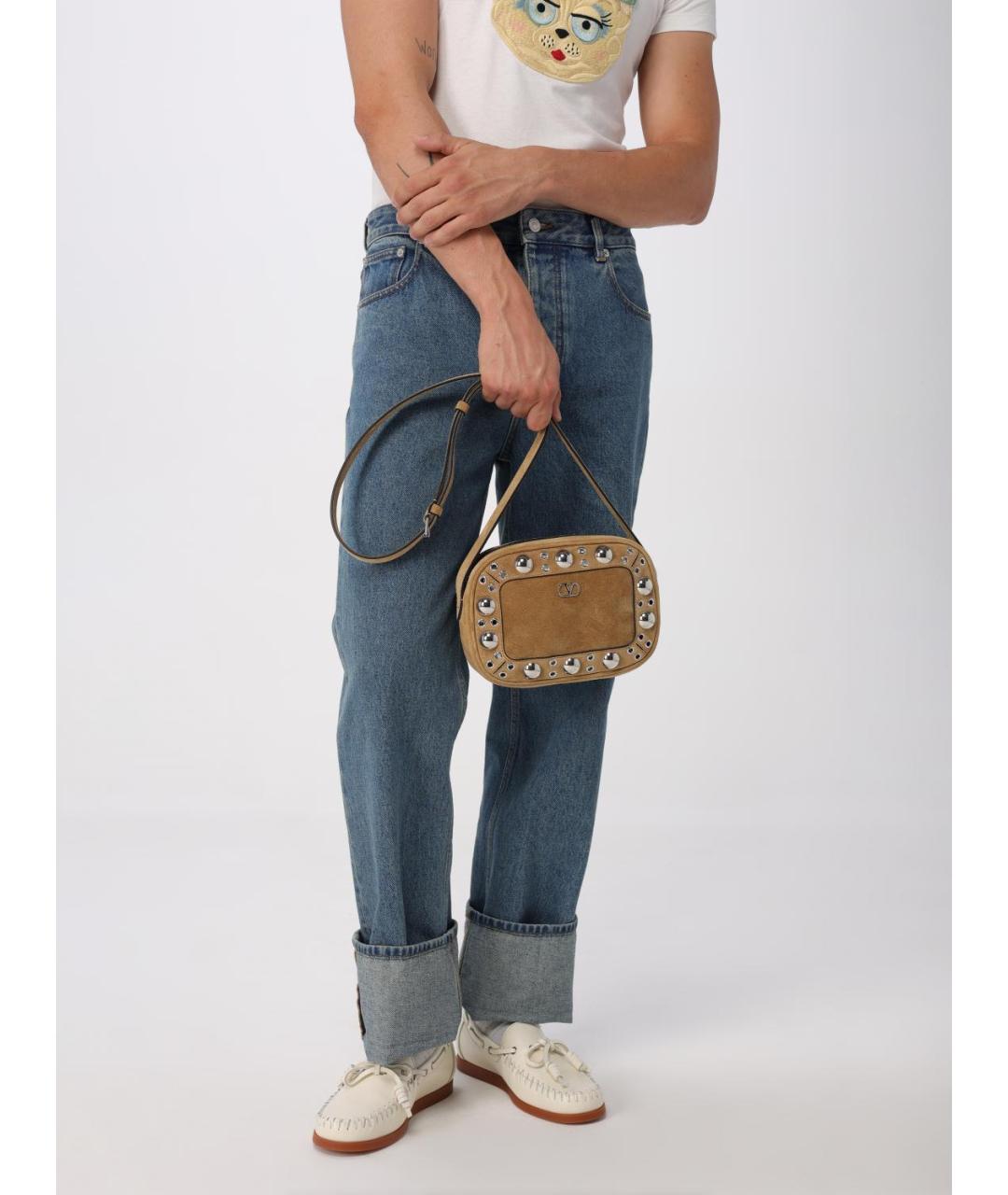 VALENTINO Бежевая замшевая сумка на плечо, фото 2