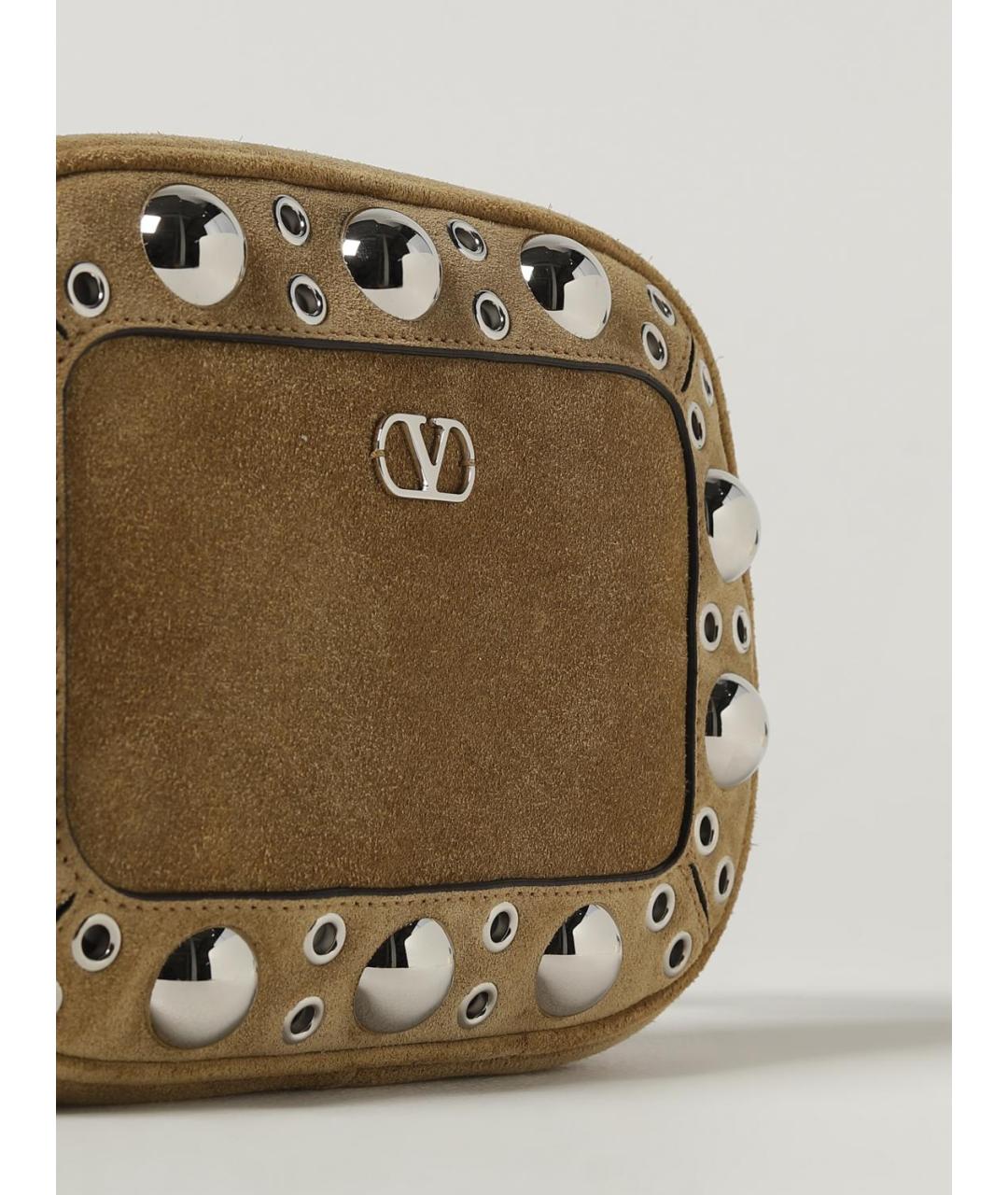 VALENTINO Бежевая замшевая сумка на плечо, фото 4