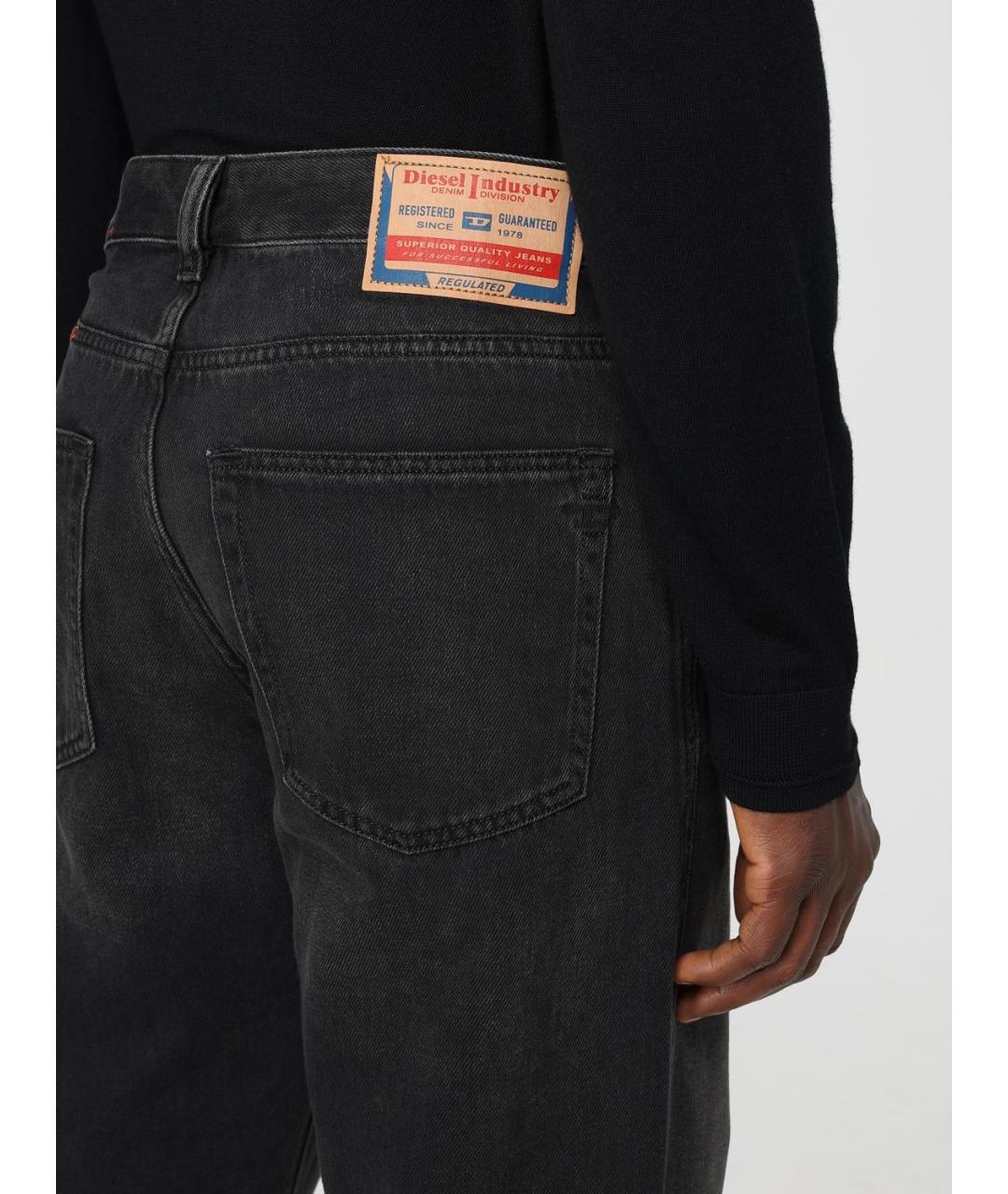 DIESEL Черные хлопковые прямые джинсы, фото 3