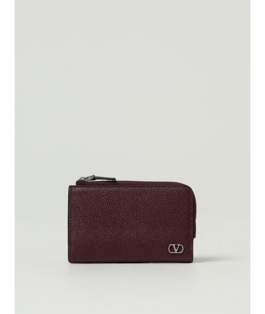 VALENTINO Бордовый кожаный кошелек, фото 5