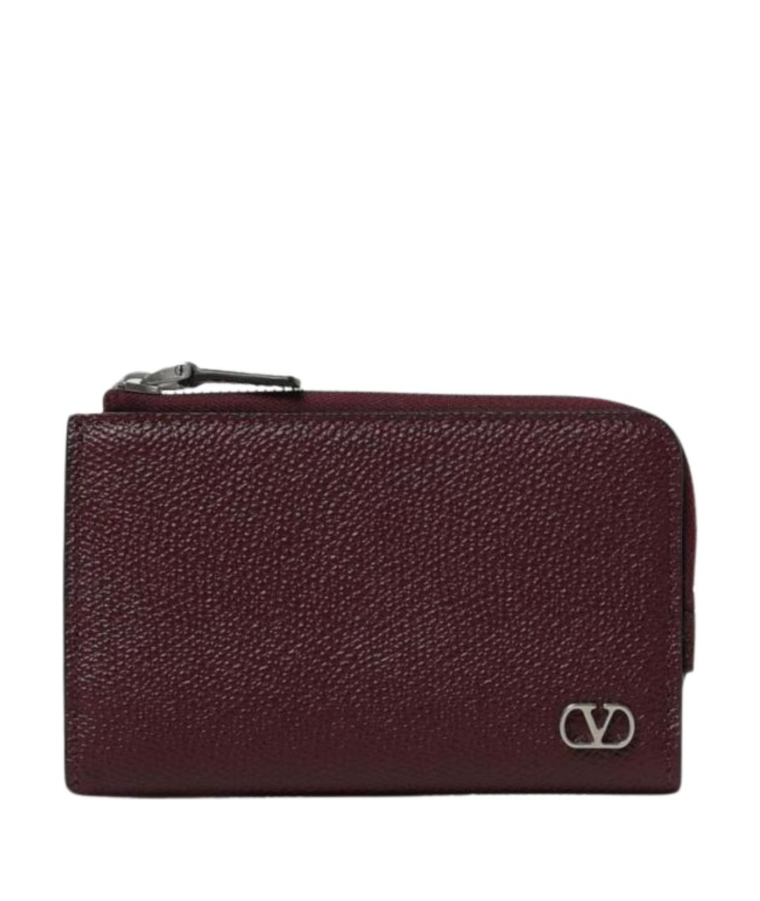 VALENTINO Бордовый кожаный кошелек, фото 1