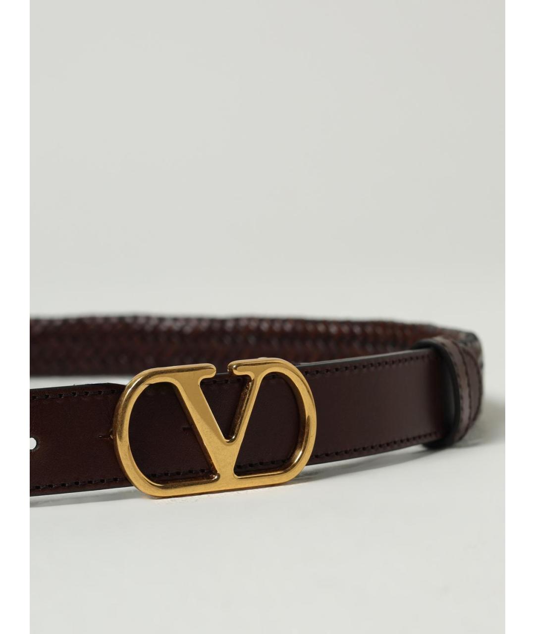 VALENTINO Коричневый кожаный ремень, фото 2