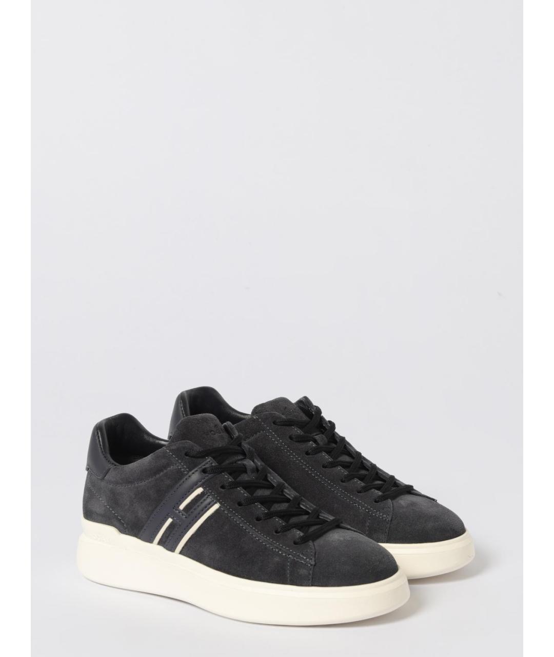 HOGAN Синие кожаные низкие кроссовки / кеды, фото 2