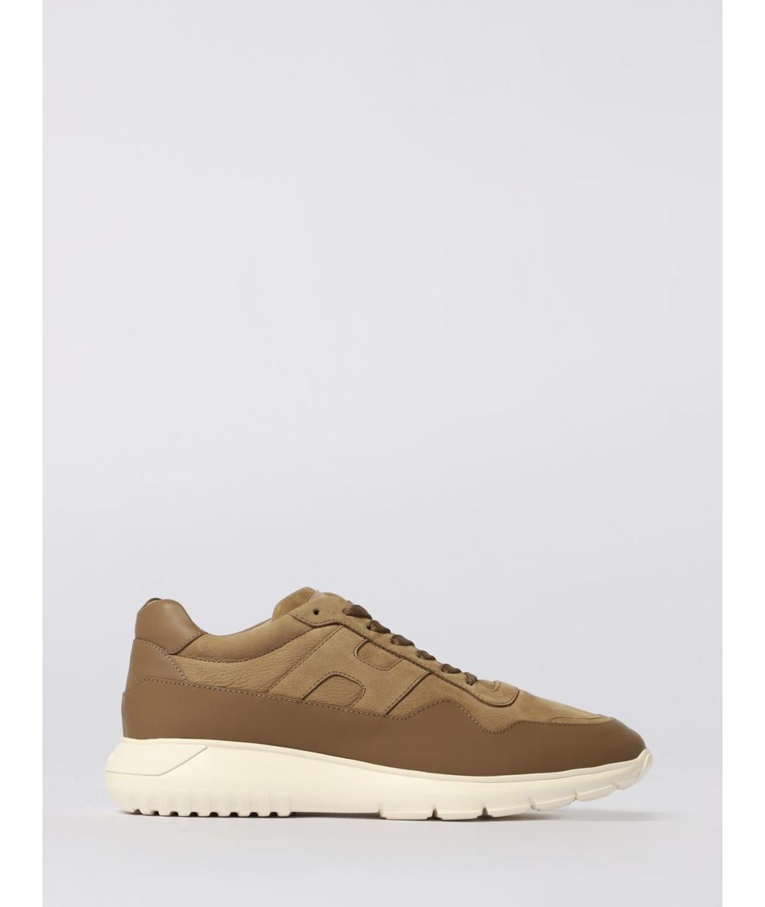 HOGAN Коричневые кожаные низкие кроссовки / кеды, фото 5