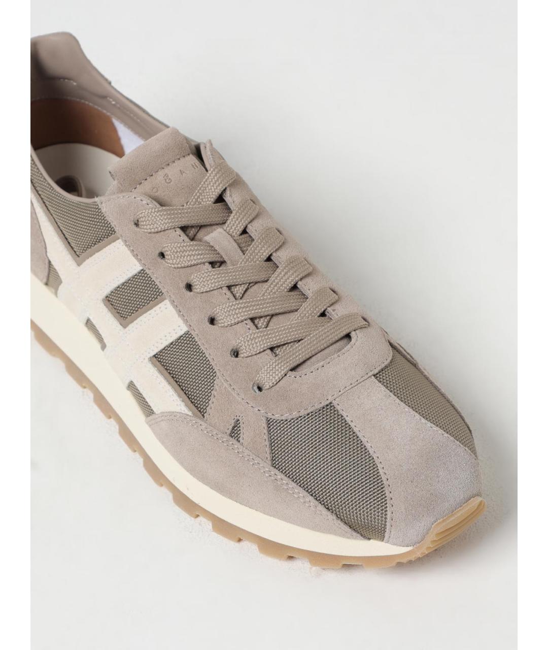 HOGAN Бежевые текстильные низкие кроссовки / кеды, фото 4