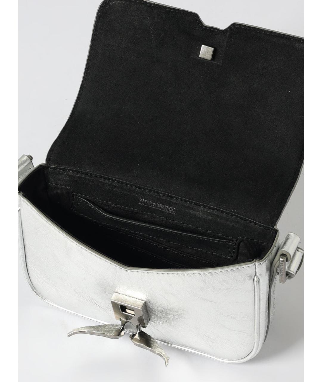 ZADIG & VOLTAIRE Серебряная кожаная сумка через плечо, фото 3