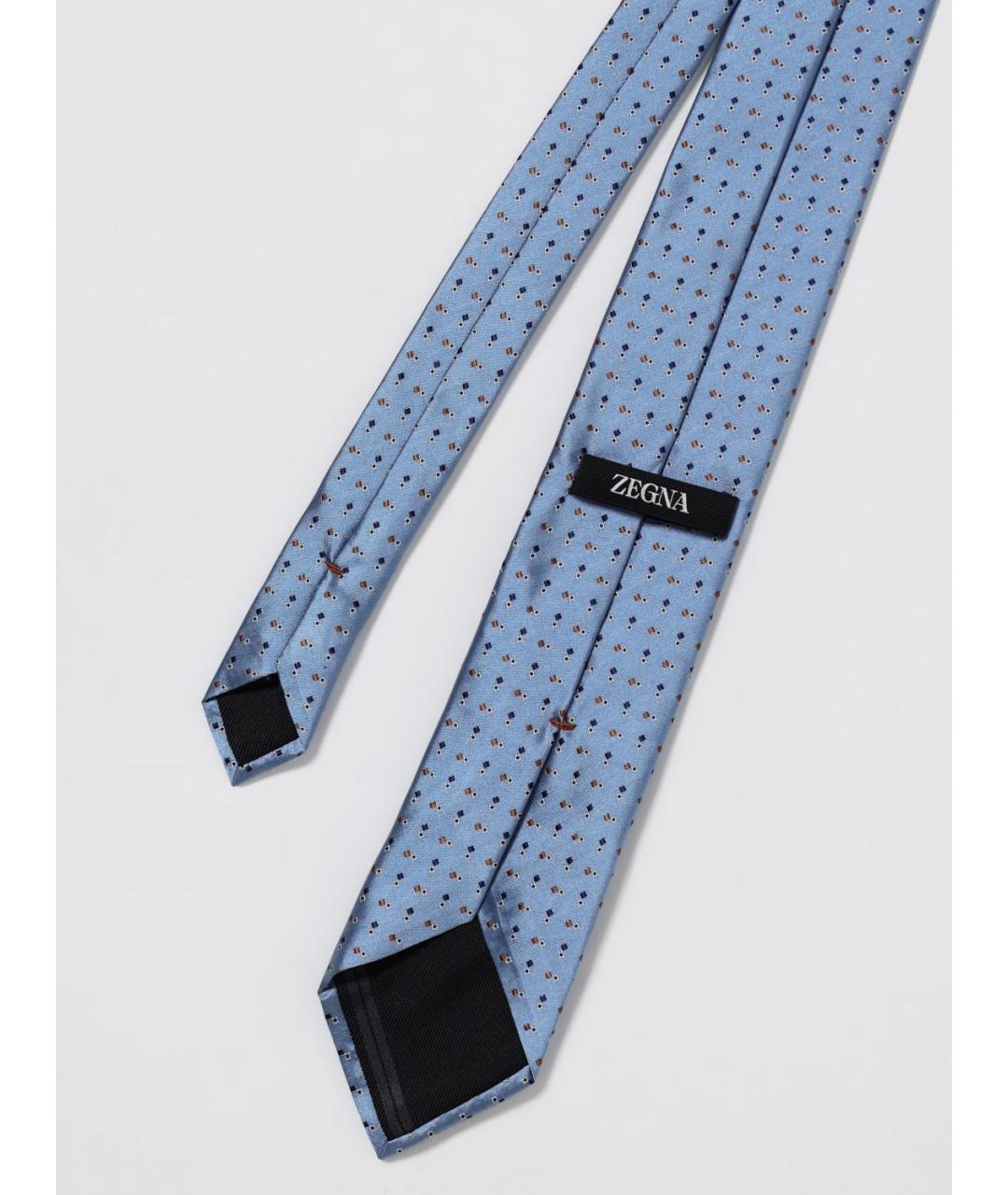 ZEGNA Голубой шелковый галстук, фото 2