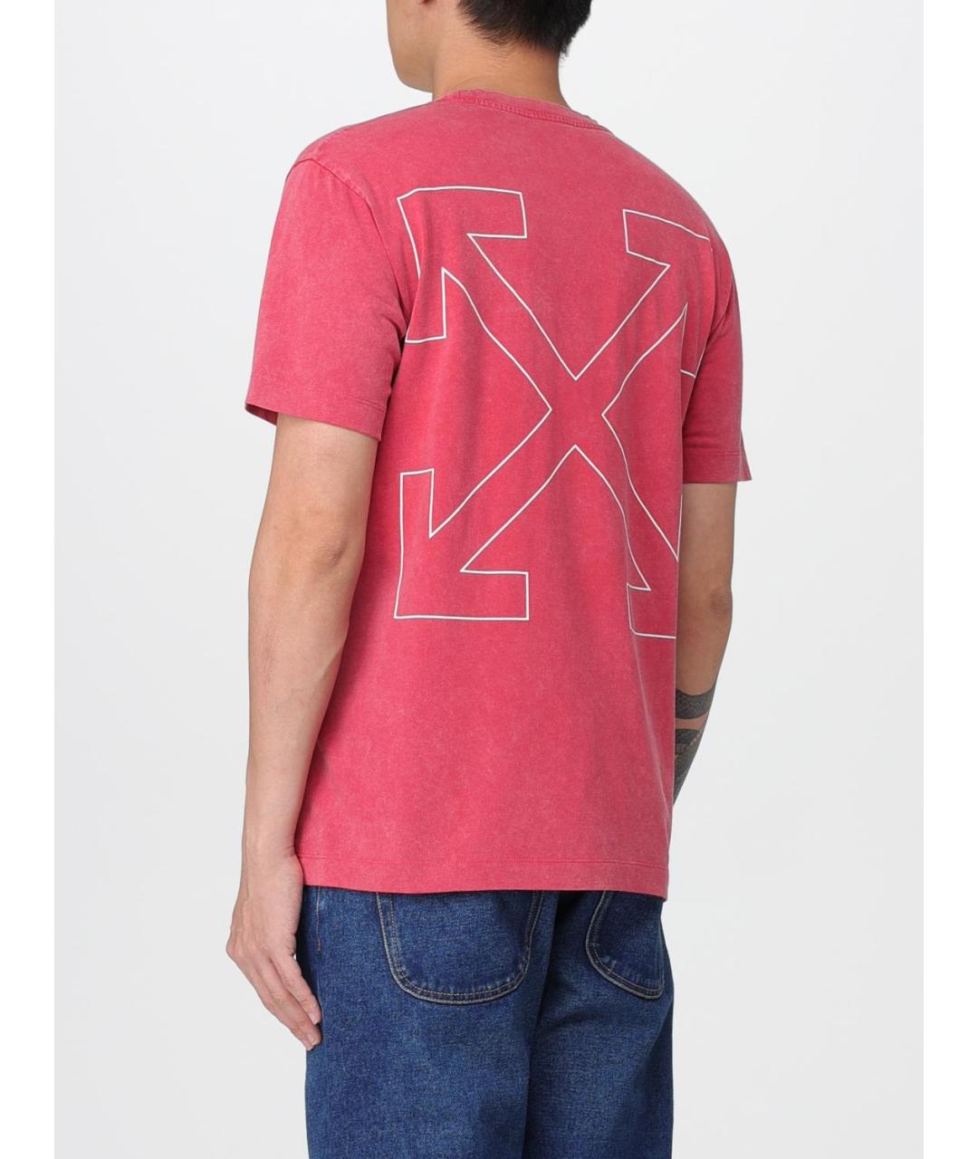 OFF-WHITE Розовая хлопковая футболка, фото 4