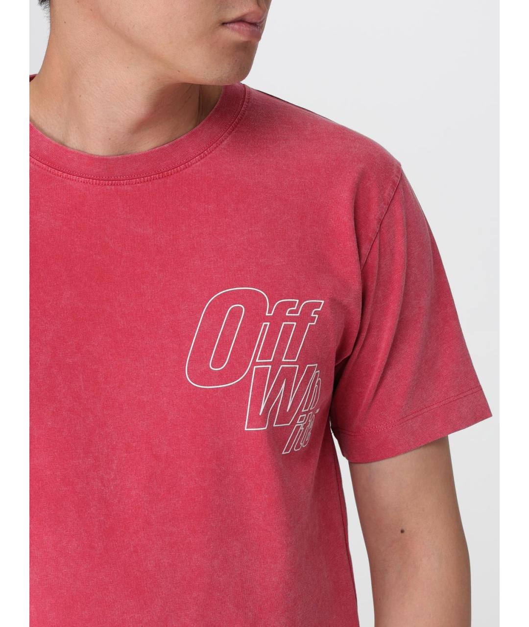 OFF-WHITE Розовая хлопковая футболка, фото 6