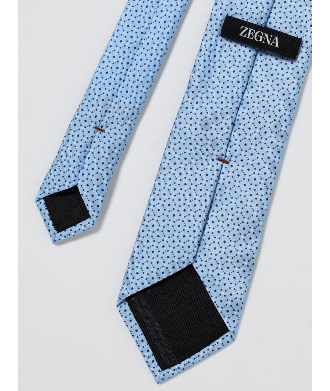 ZEGNA Голубой шелковый галстук, фото 2