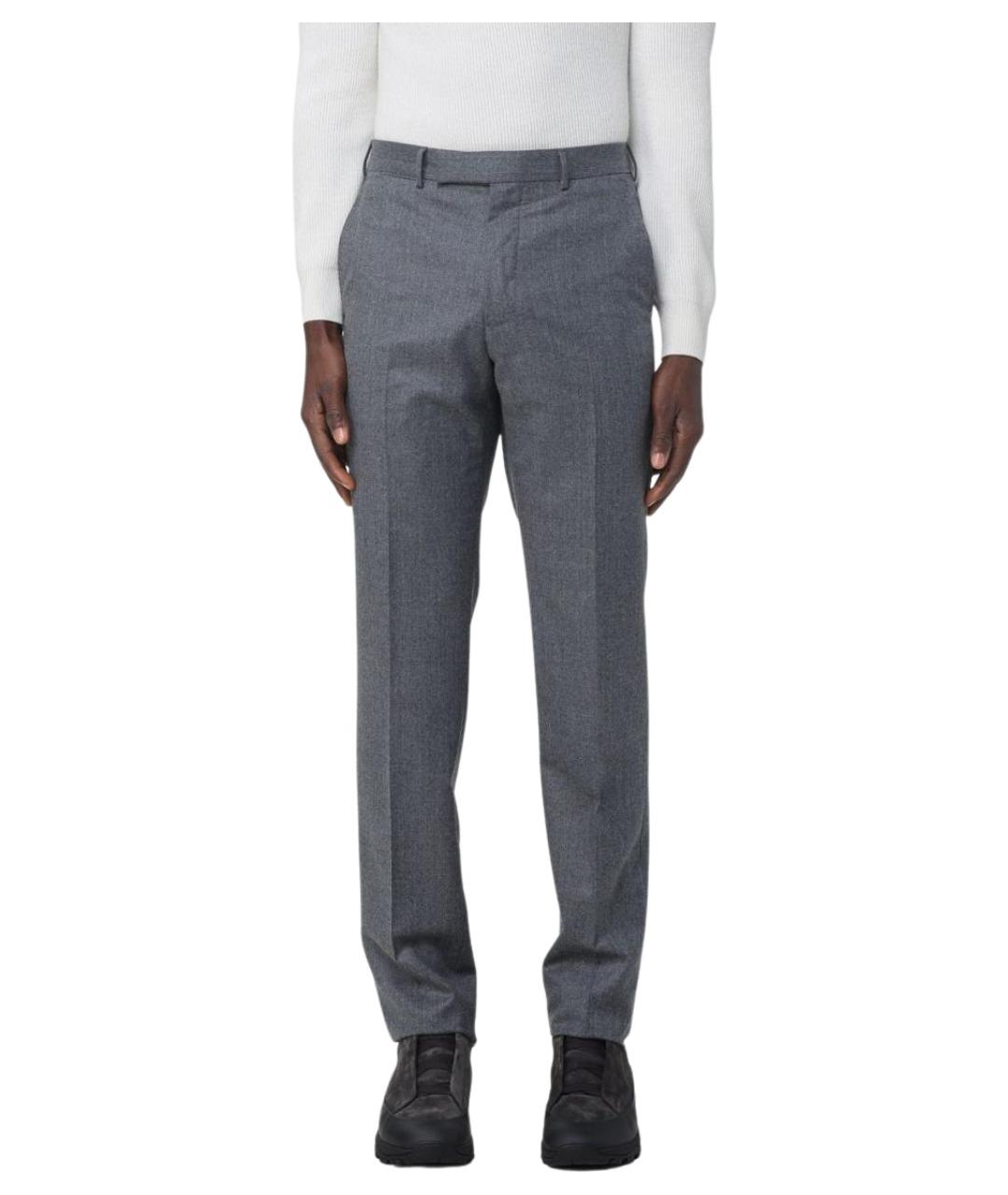 ZEGNA Серые шерстяные классические брюки, фото 1