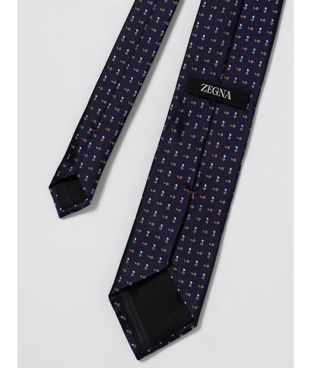 ZEGNA Темно-синий шелковый галстук, фото 2