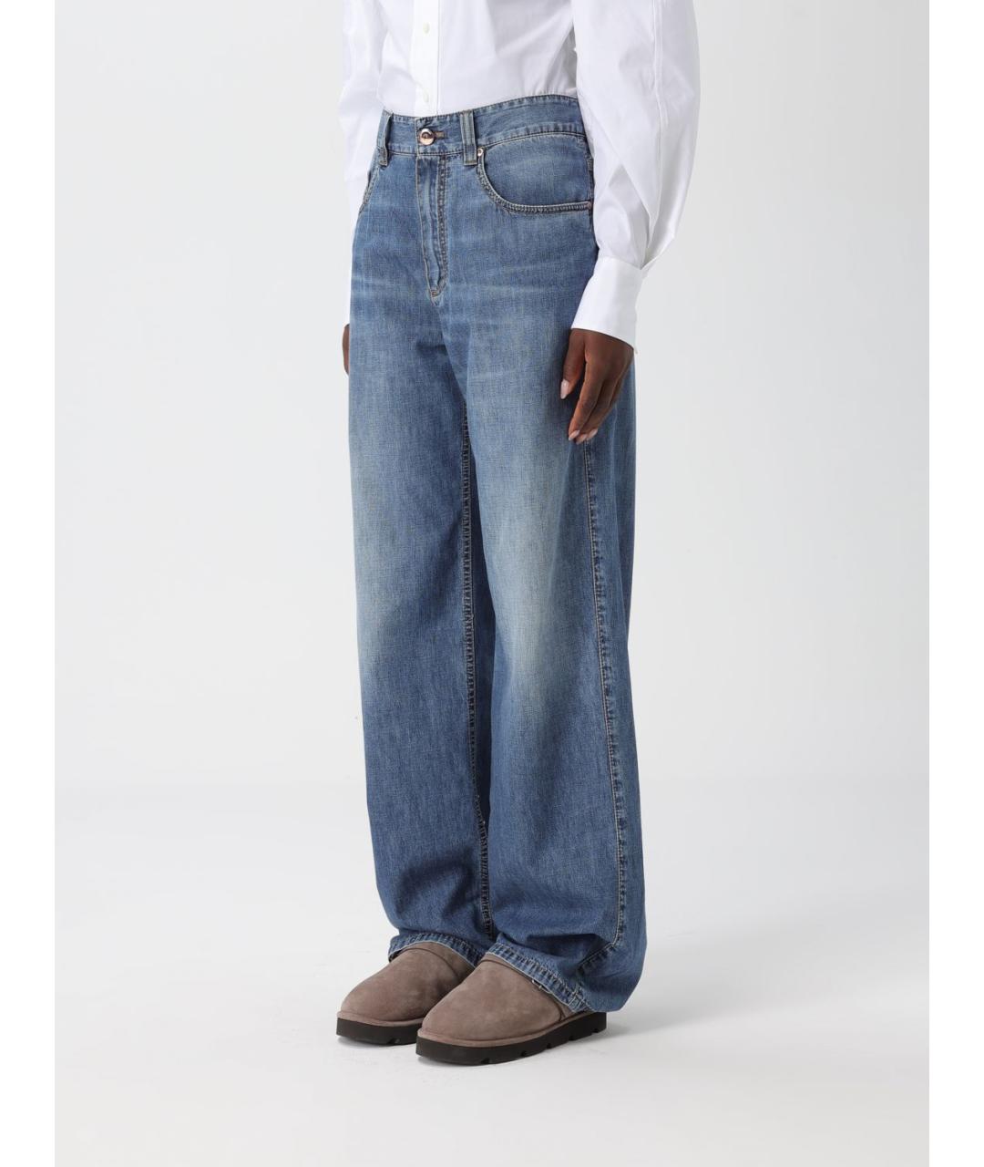 BRUNELLO CUCINELLI Синие прямые джинсы, фото 4