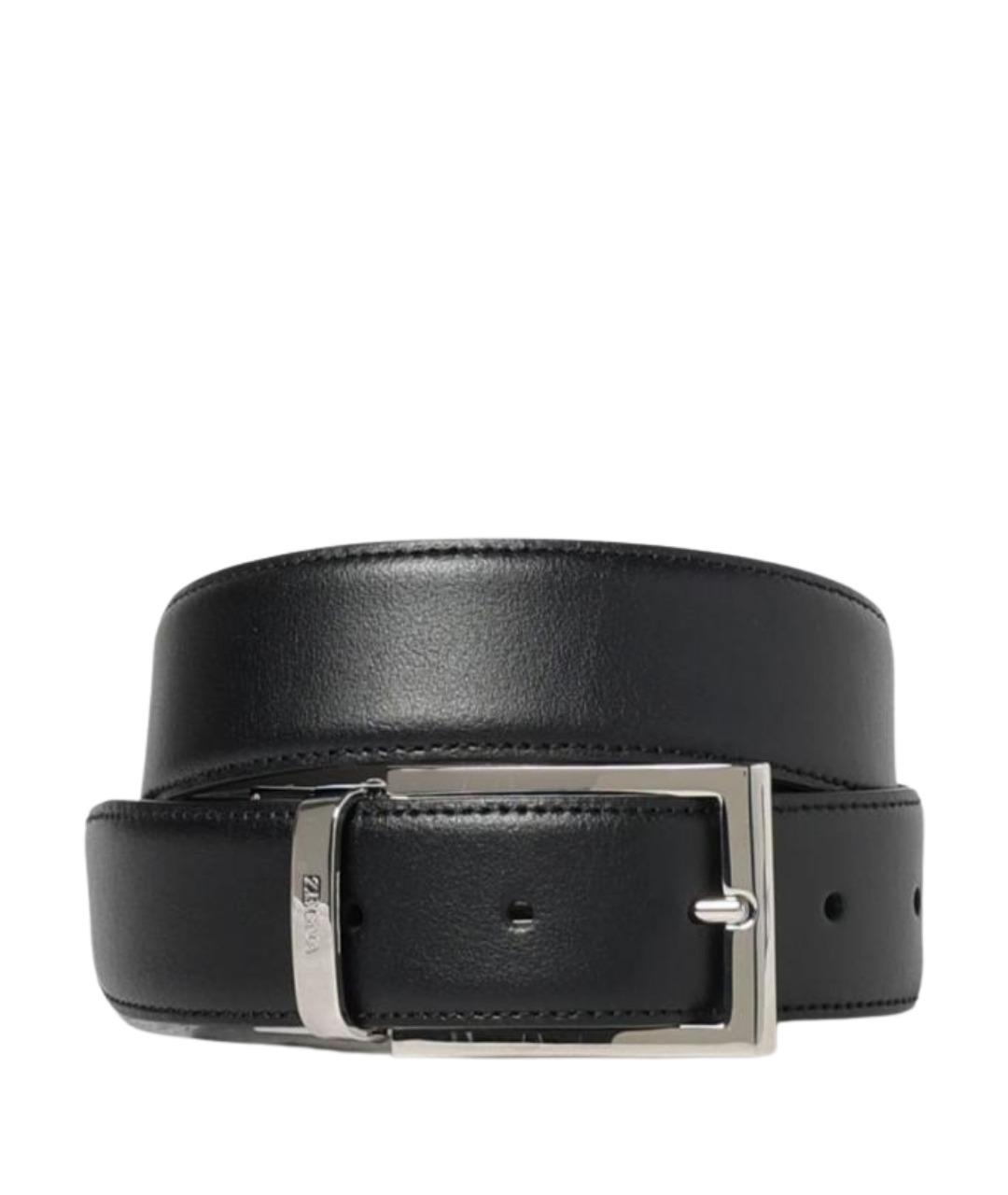 ZEGNA Черный кожаный ремень, фото 1