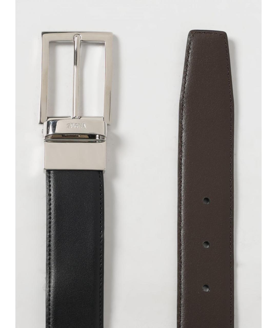ZEGNA Черный кожаный ремень, фото 3