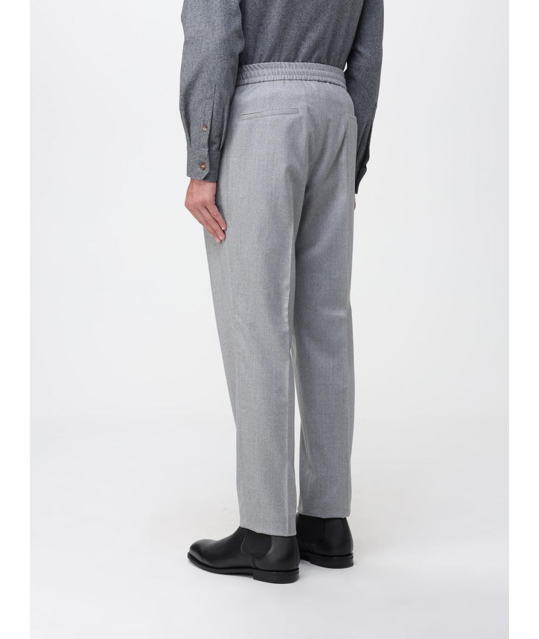 BRUNELLO CUCINELLI Серые шерстяные повседневные брюки, фото 3