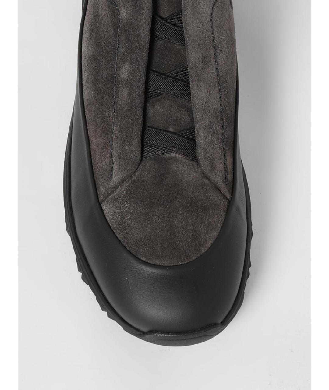 ZEGNA Черные кожаные низкие кроссовки / кеды, фото 4