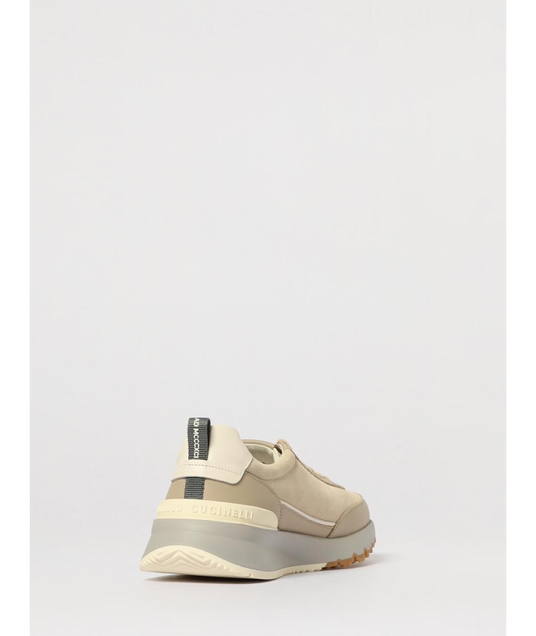 BRUNELLO CUCINELLI Бежевые кожаные низкие кроссовки / кеды, фото 3