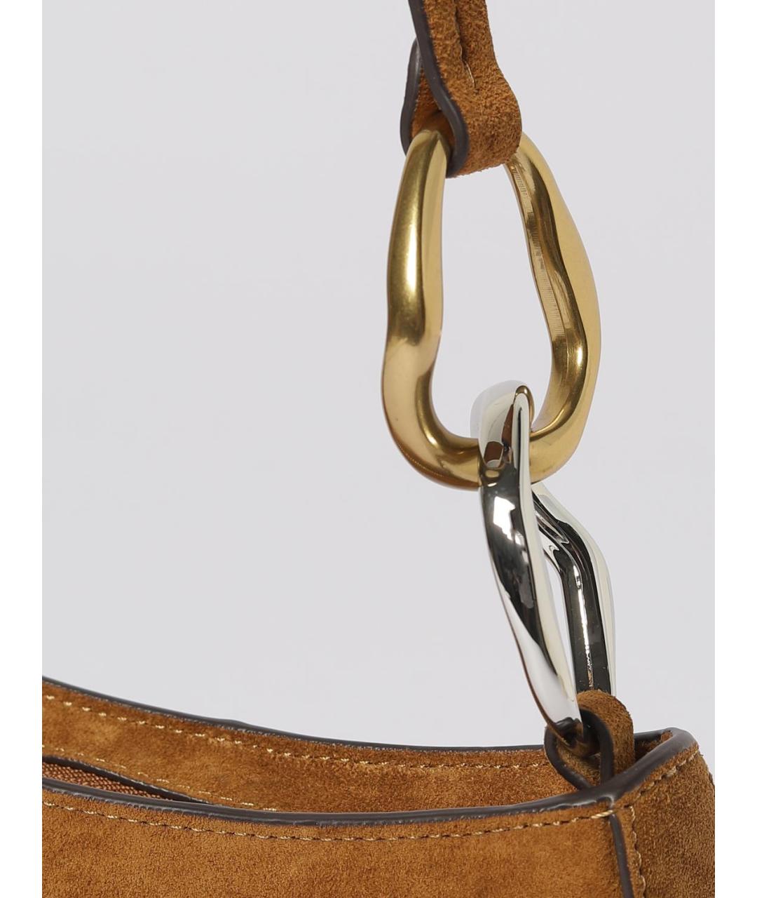 STAUD Коричневая кожаная сумка с короткими ручками, фото 3