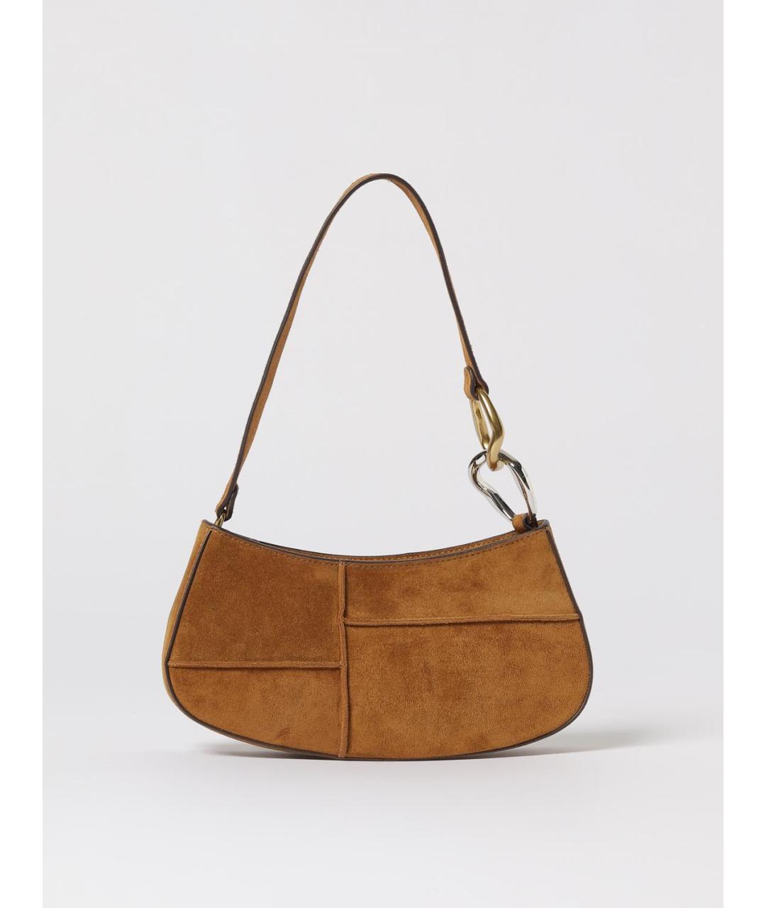 STAUD Коричневая кожаная сумка с короткими ручками, фото 4