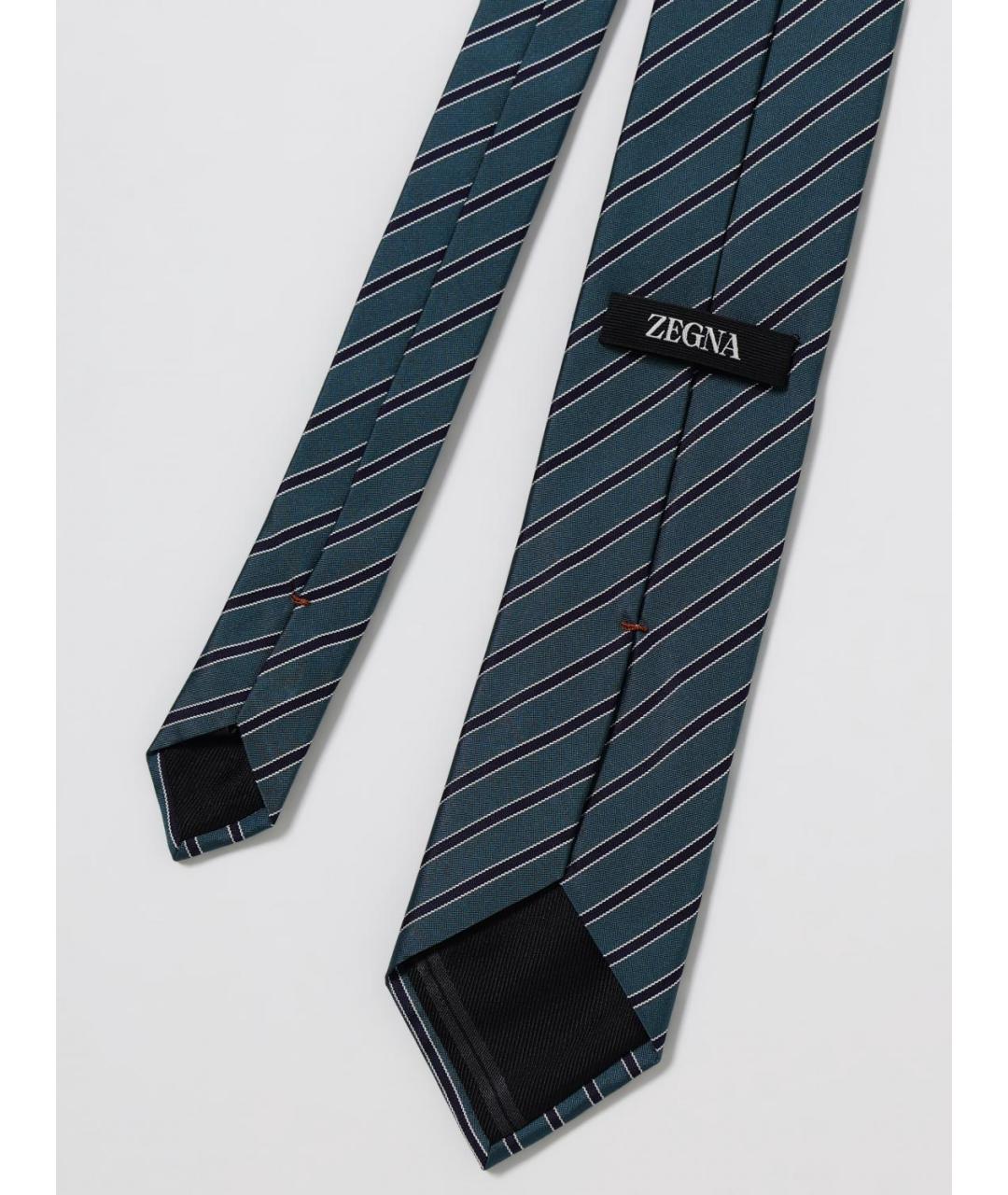 ZEGNA Зеленый шелковый галстук, фото 2