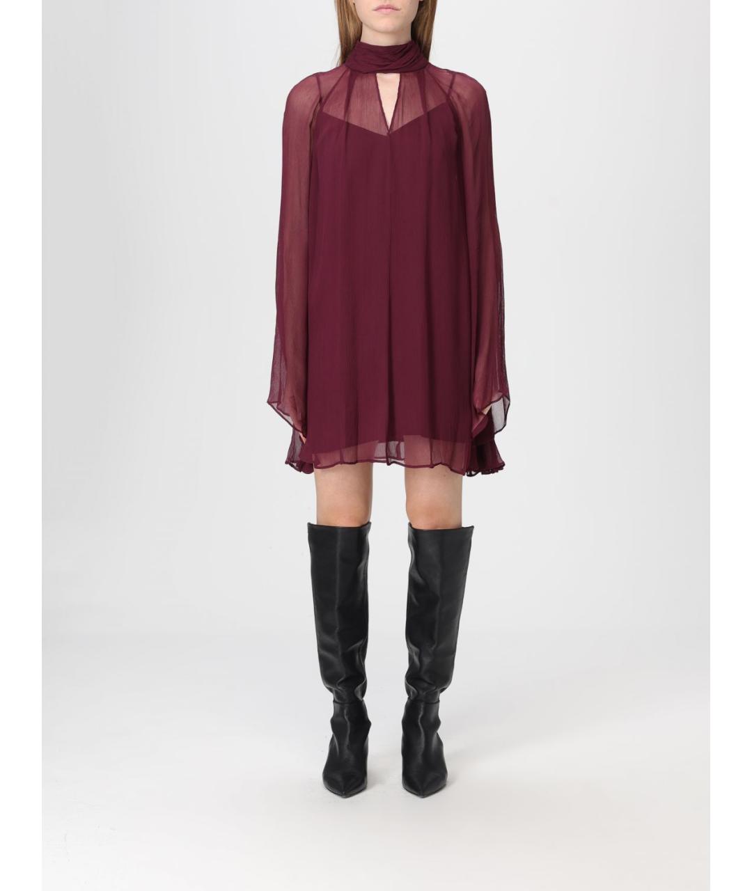 STAUD Бордовое полиэстеровое платье, фото 4