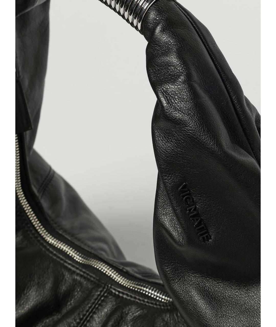 VIC MATIE Черная кожаная сумка через плечо, фото 3