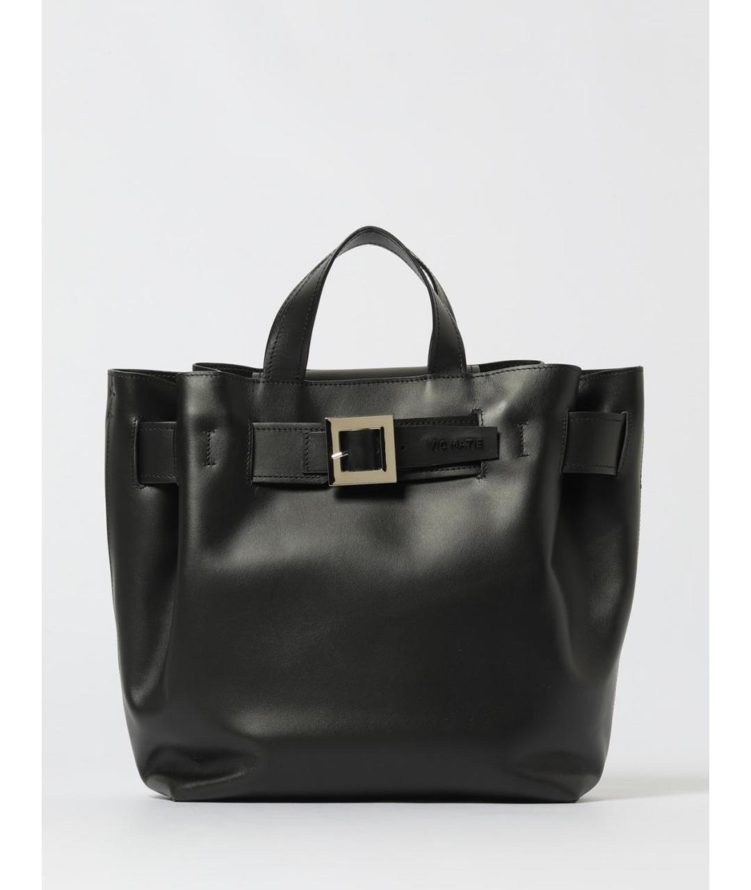 VIC MATIE Черная кожаная сумка тоут, фото 5
